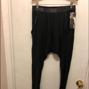 NWT Unisex Harem Pants With Pleather Trim by Brian. Friedman Performance, size S